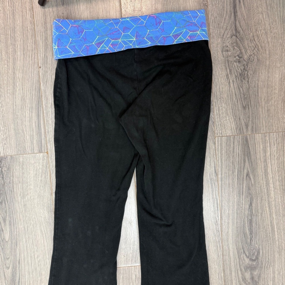Mossimo Supply Co Y2K Women Black Blue Geometric Foldover Waist Yoga Pants Small - Picture 8 of 9
